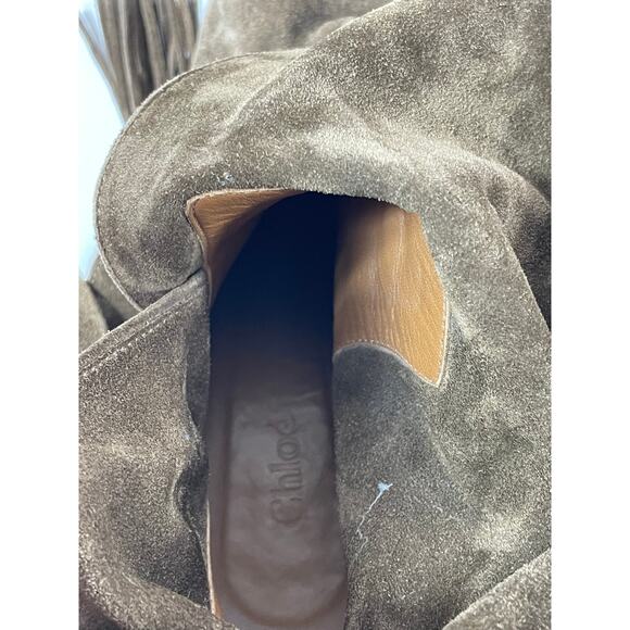 Chloe Brown Suede Heeled Boots - Picture 8 of 8